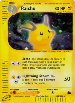 Raichu Rare Holo card from Skyridge