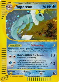 Vaporeon Rare Holo card from Skyridge