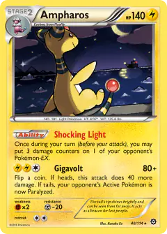 Ampharos Rare Holo card from Steam Siege