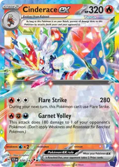 Cinderace ex Double Rare card from Stellar Crown