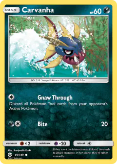 Carvanha Common card from Sun & Moon Base