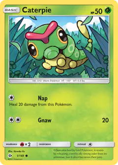 Caterpie Common card from Sun & Moon Base