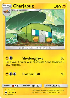 Charjabug Uncommon card from Sun & Moon Base