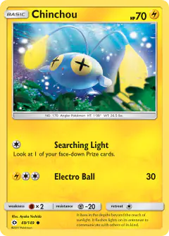 Chinchou Common card from Sun & Moon Base