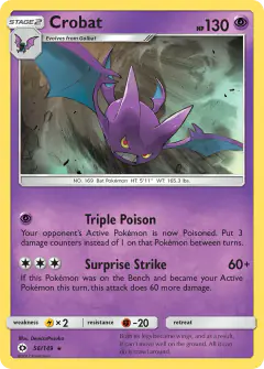 Crobat Rare Holo card from Sun & Moon Base