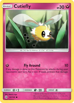 Cutiefly Common card from Sun & Moon Base