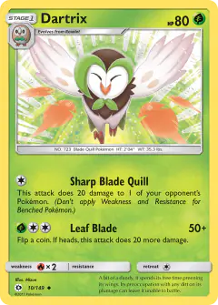 Dartrix Uncommon card from Sun & Moon Base
