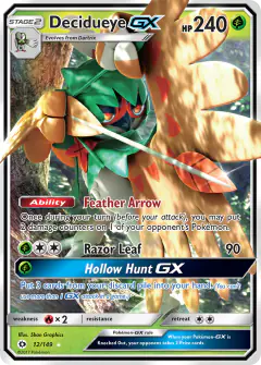 Decidueye-GX Rare Holo GX card from Sun & Moon Base