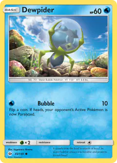 Dewpider Common card from Sun & Moon Base