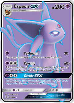 Espeon-GX Rare Ultra card from Sun & Moon Base