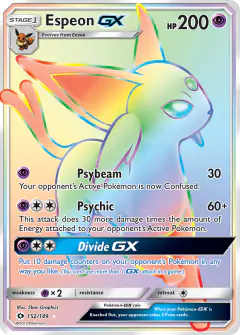 Espeon-GX Rare Rainbow card from Sun & Moon Base