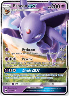 Espeon-GX Rare Holo GX card from Sun & Moon Base