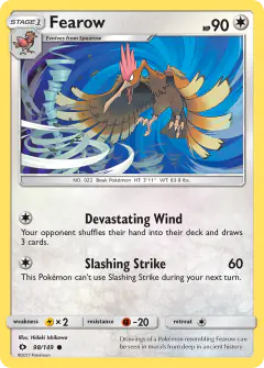 Fearow Common card from Sun & Moon Base
