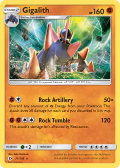 Gigalith Rare Holo card from Sun & Moon Base