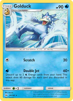 Golduck Rare card from Sun & Moon Base