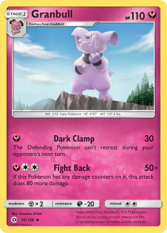Granbull Uncommon card from Sun & Moon Base