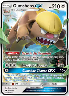 Gumshoos-GX Rare Holo GX card from Sun & Moon Base