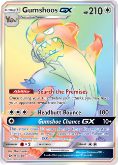 Gumshoos-GX Rare Rainbow card from Sun & Moon Base