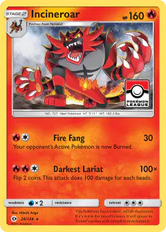 Incineroar Rare card from Sun & Moon Base