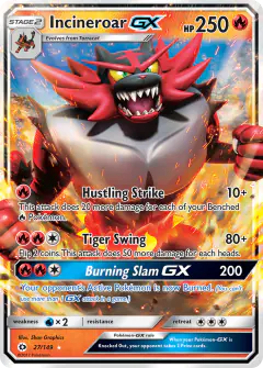 Incineroar-GX Rare Holo GX card from Sun & Moon Base