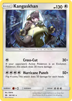 Kangaskhan Rare Holo card from Sun & Moon Base