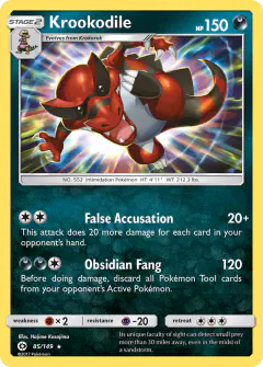 Krookodile Rare Holo card from Sun & Moon Base