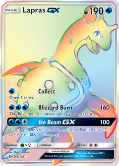 Lapras-GX Rare Rainbow card from Sun & Moon Base