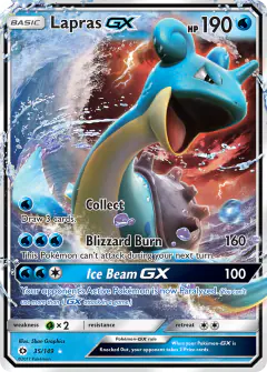 Lapras-GX Rare Holo GX card from Sun & Moon Base
