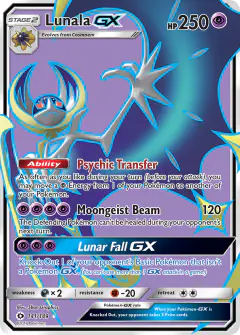 Lunala-GX Rare Ultra card from Sun & Moon Base