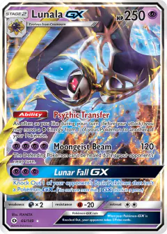 Lunala-GX Rare Holo GX card from Sun & Moon Base