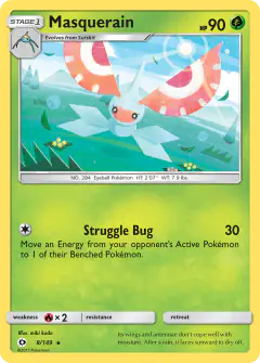 Masquerain Rare card from Sun & Moon Base