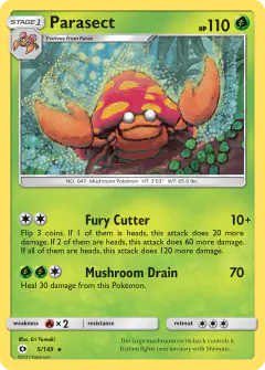 Parasect Rare card from Sun & Moon Base