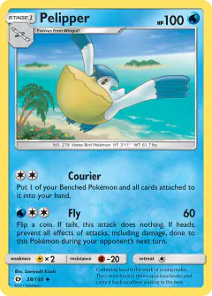 Pelipper Uncommon card from Sun & Moon Base