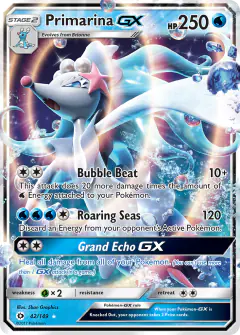 Primarina-GX Rare Holo GX card from Sun & Moon Base