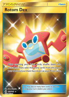 Rotom Dex Rare Secret card from Sun & Moon Base