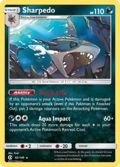 Sharpedo Rare Holo card from Sun & Moon Base