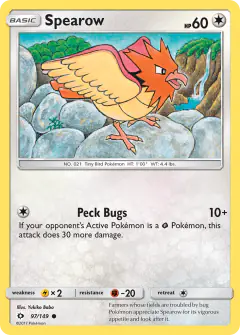 Spearow Common card from Sun & Moon Base
