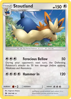Stoutland Rare card from Sun & Moon Base