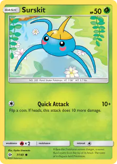 Surskit Common card from Sun & Moon Base