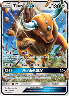 Tauros-GX Rare Holo GX card from Sun & Moon Base