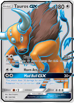 Tauros-GX Rare Ultra card from Sun & Moon Base