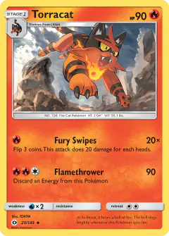 Torracat Uncommon card from Sun & Moon Base