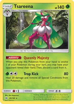 Tsareena Rare Holo card from Sun & Moon Base