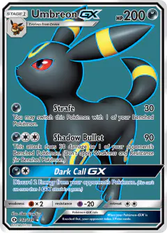 Umbreon-GX Rare Ultra card from Sun & Moon Base