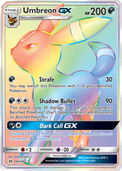 Umbreon-GX Rare Rainbow card from Sun & Moon Base