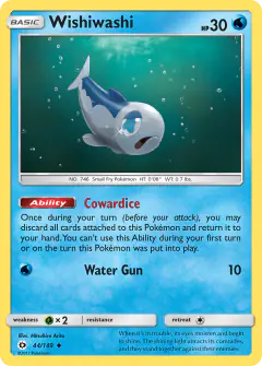 Wishiwashi Uncommon card from Sun & Moon Base