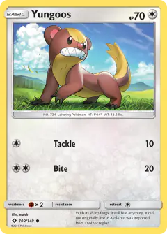 Yungoos Common card from Sun & Moon Base