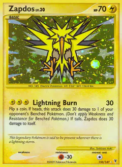 Zapdos Lv. 30 Rare Secret card from Supreme Victors