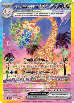Alolan Exeggutor ex Special Illustration Rare card from Surging Sparks