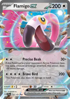 Flamigo ex Double Rare card from Surging Sparks